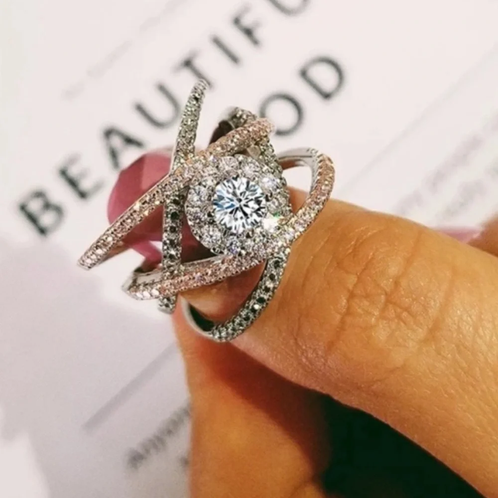 💯 NEW 925 STERLING SILVER ROSE GOLD DIAMOND RING, CUTE RING, SHINY RING. - Picture 3 of 5